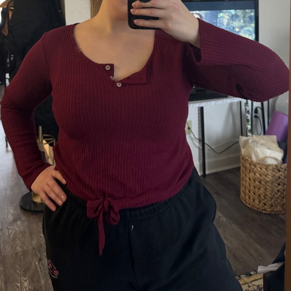 Maroon Paper Crane Blouse Size L